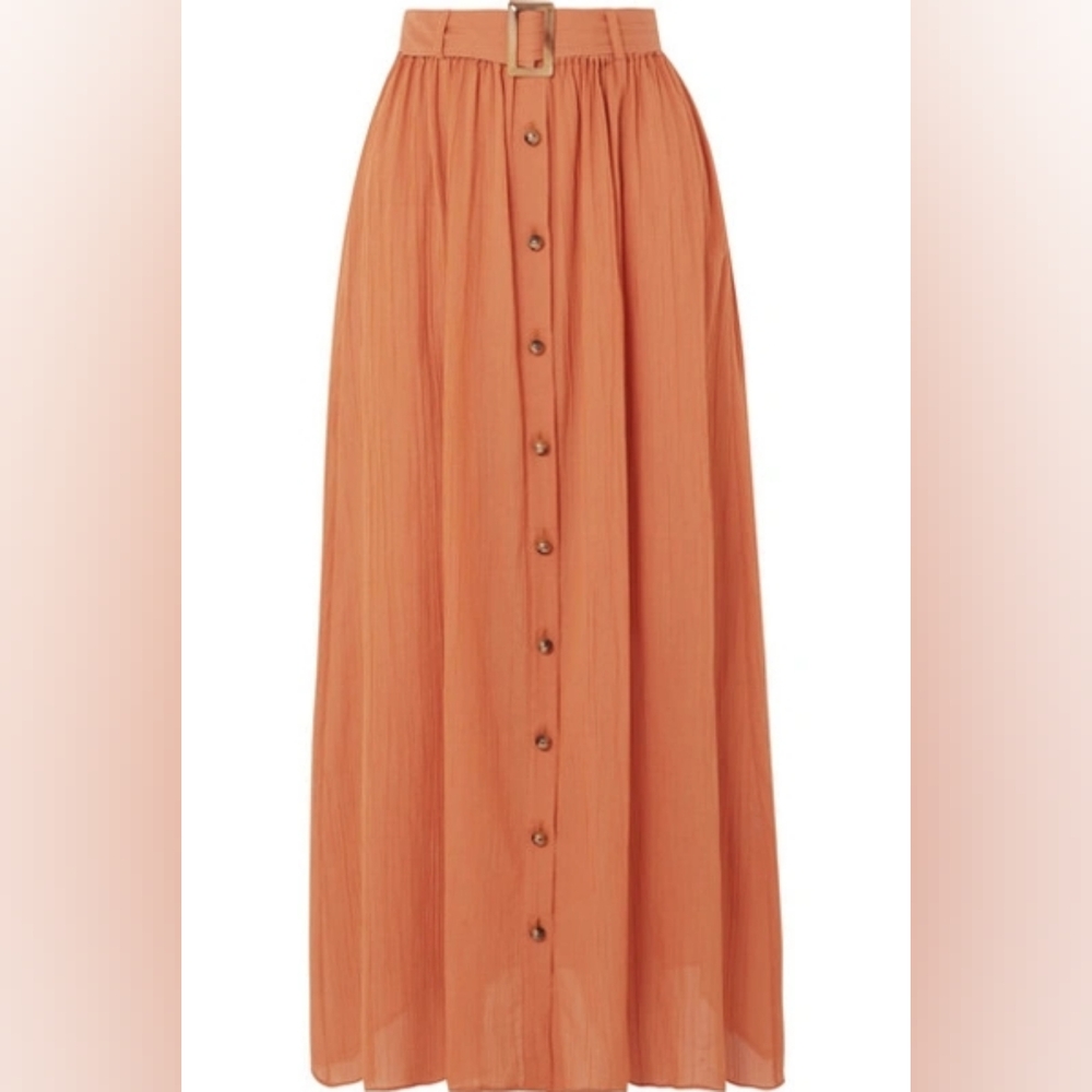 Lisa Marie Fernandez Belted Cotton-gauze Maxi Skirt In Orange 🧡
